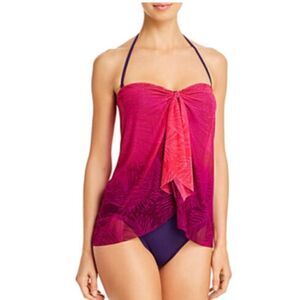 Lauren Ralph Lauren Pink and Purple Mesh One Piece Swimsuit
